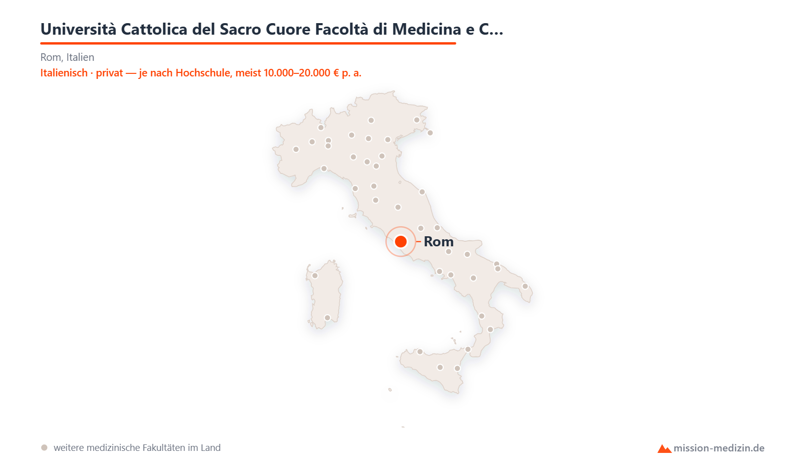Karte: Lage von Università Cattolica del Sacro Cuore Facoltà di Medicina e Chirurgia 'Agostino Gemelli' in Italien