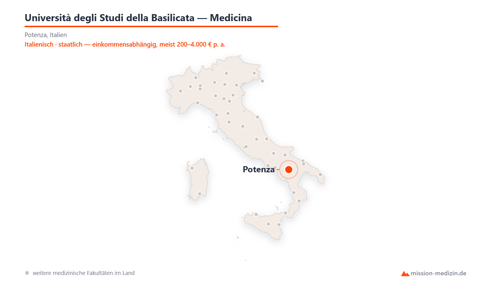Karte: Lage von Università degli Studi della Basilicata — Medicina in Italien