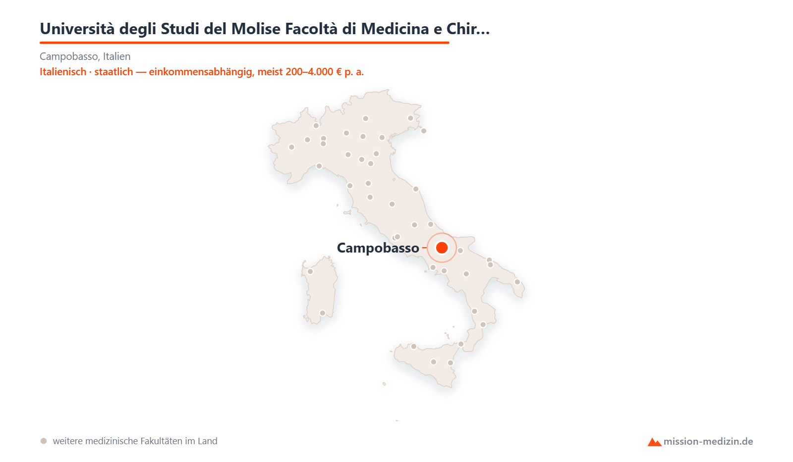 Karte: Lage von Università degli Studi del Molise Facoltà di Medicina e Chirurgia in Italien