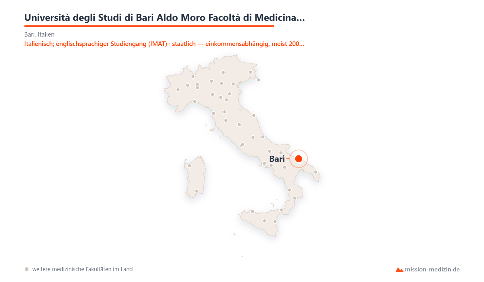 Karte: Lage von Università degli Studi di Bari Aldo Moro Facoltà di Medicina e Chirurgia in Italien