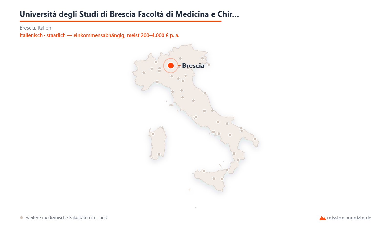 Karte: Lage von Università degli Studi di Brescia Facoltà di Medicina e Chirurgia in Italien
