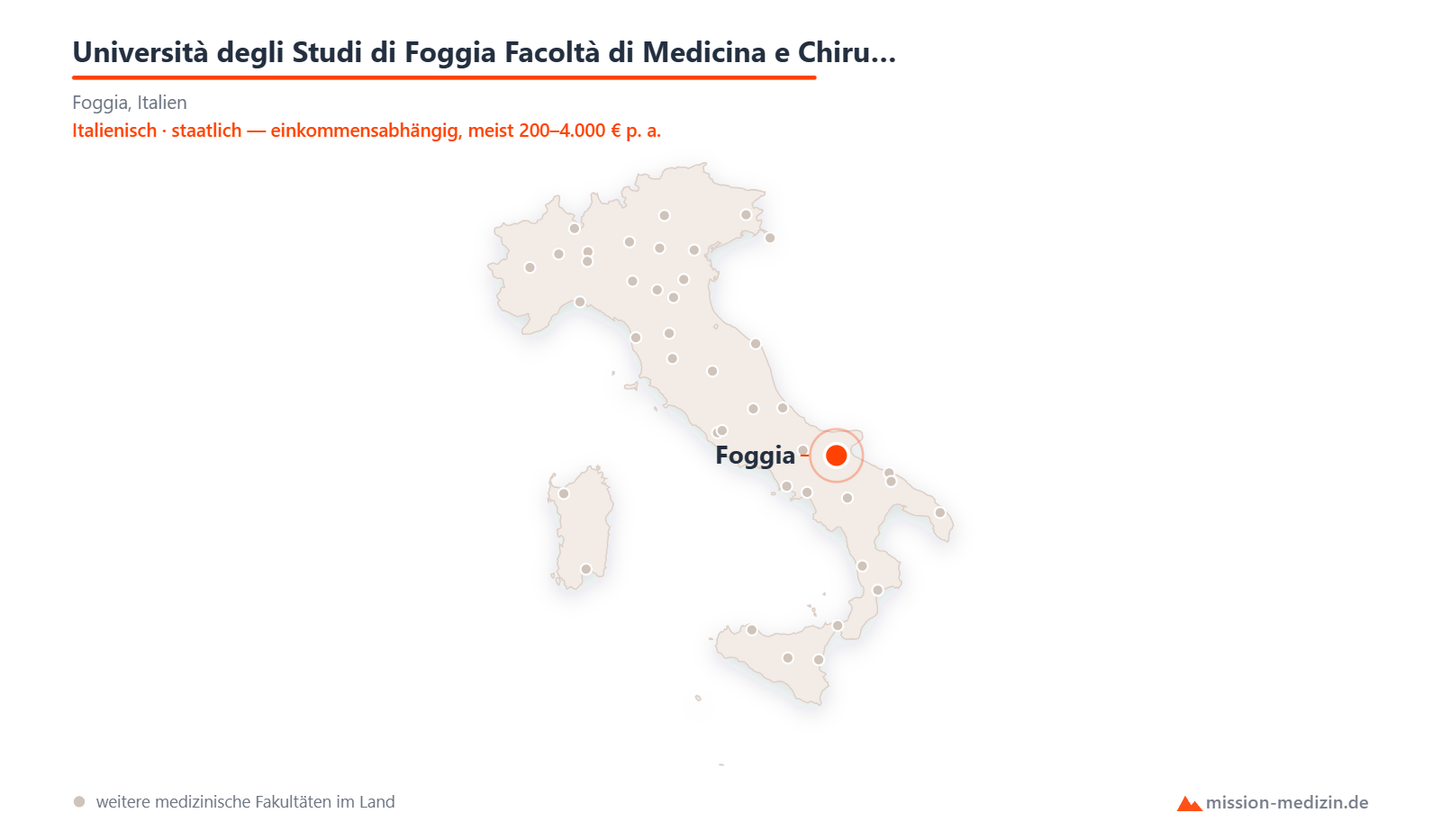 Karte: Lage von Università degli Studi di Foggia Facoltà di Medicina e Chirurgia in Italien