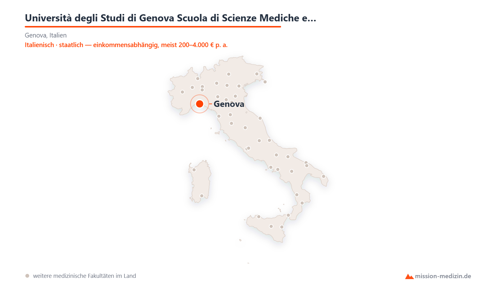 Karte: Lage von Università degli Studi di Genova Scuola di Scienze Mediche e Farmaceutiche in Italien