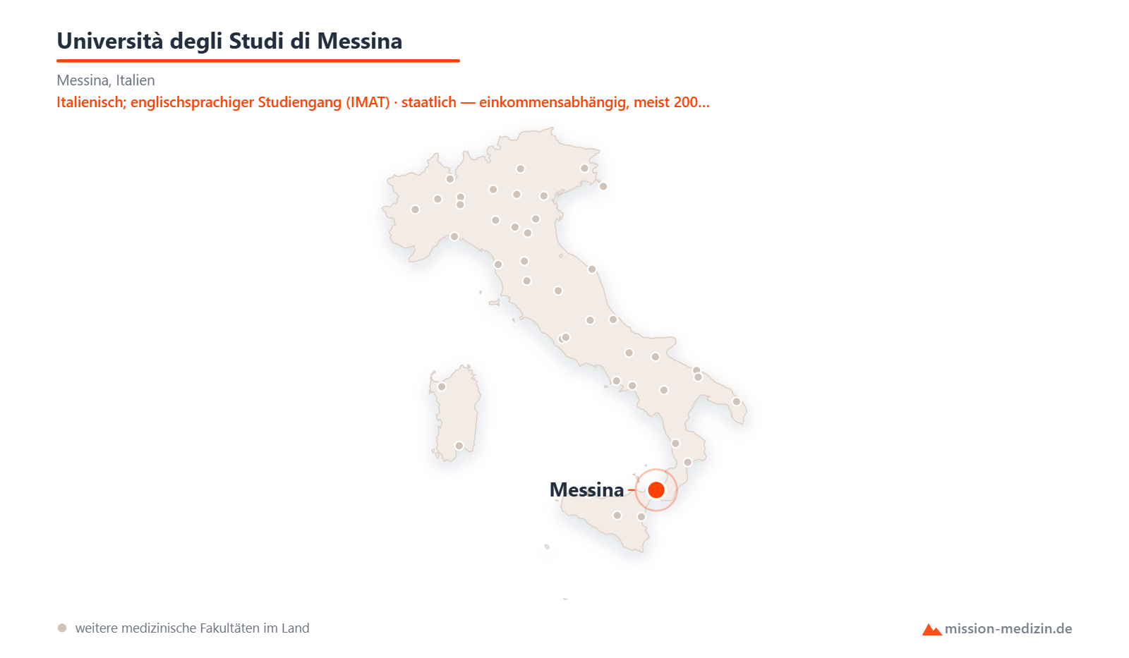 Karte: Lage von Università degli Studi di Messina in Italien