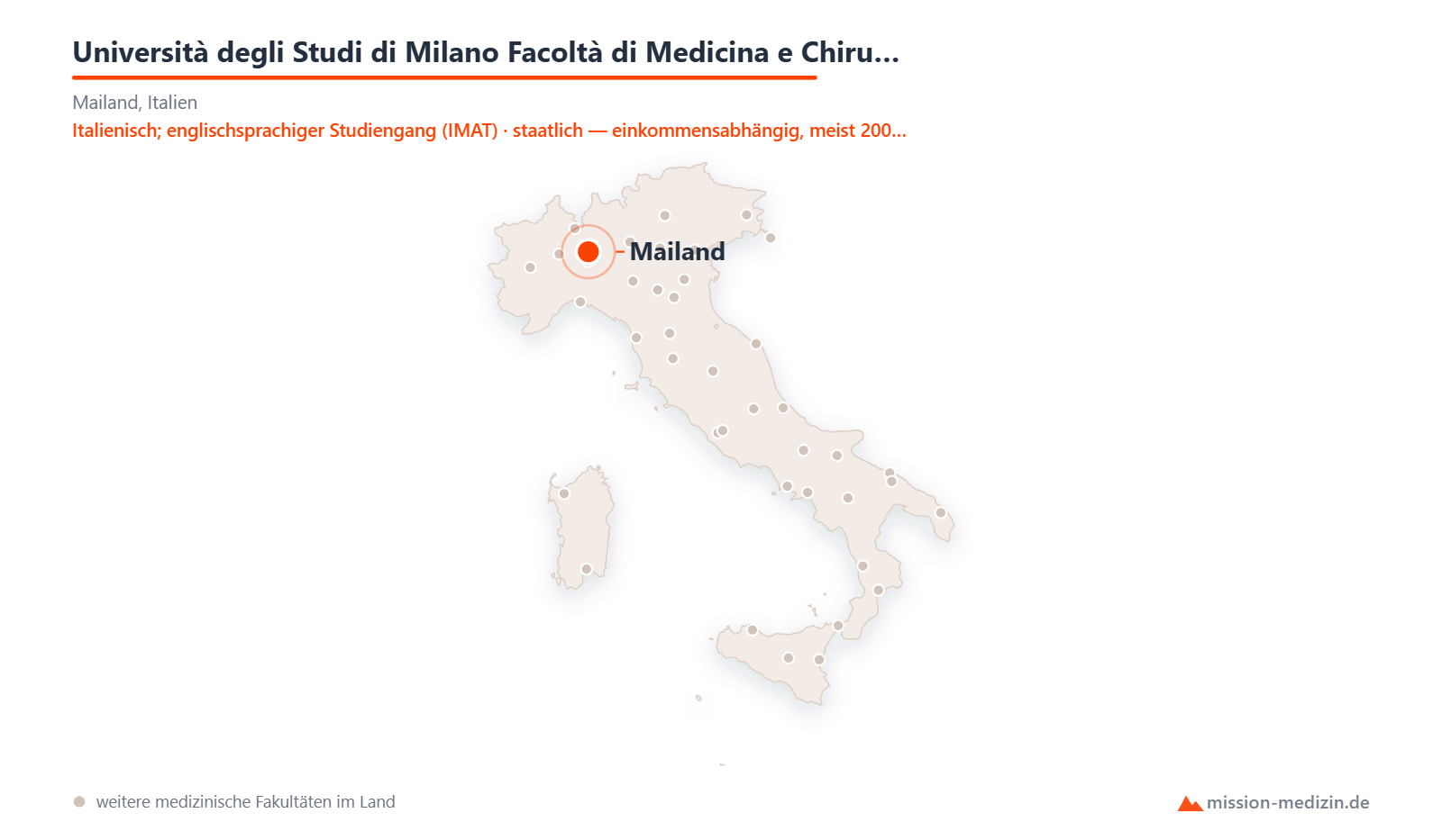 Karte: Lage von Università degli Studi di Milano Facoltà di Medicina e Chirurgia in Italien