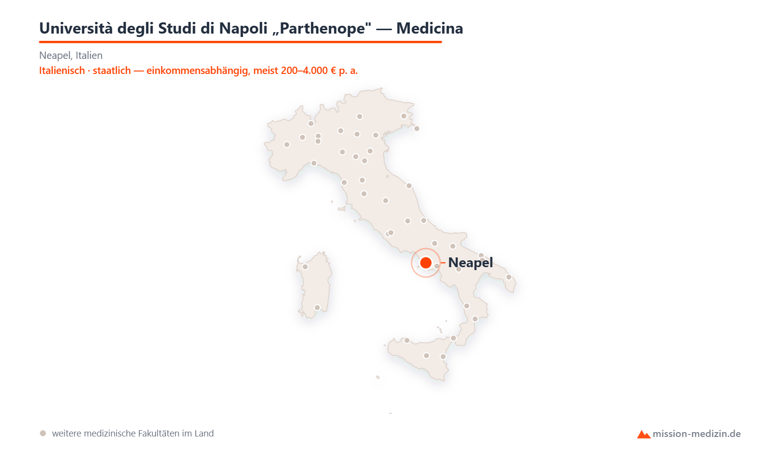 Karte: Lage von Università degli Studi di Napoli „Parthenope — Medicina in Italien