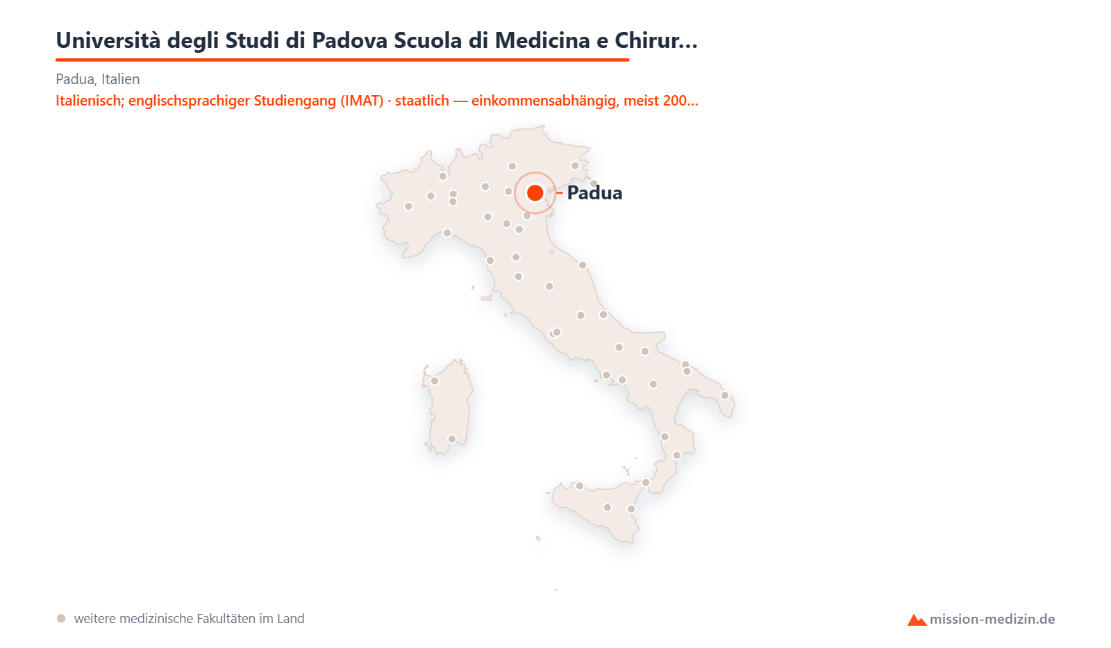 Karte: Lage von Università degli Studi di Padova Scuola di Medicina e Chirurgia in Italien
