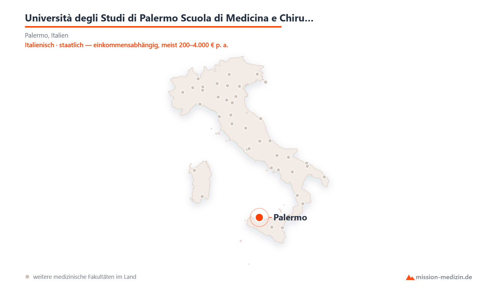 Karte: Lage von Università degli Studi di Palermo Scuola di Medicina e Chirurgia in Italien