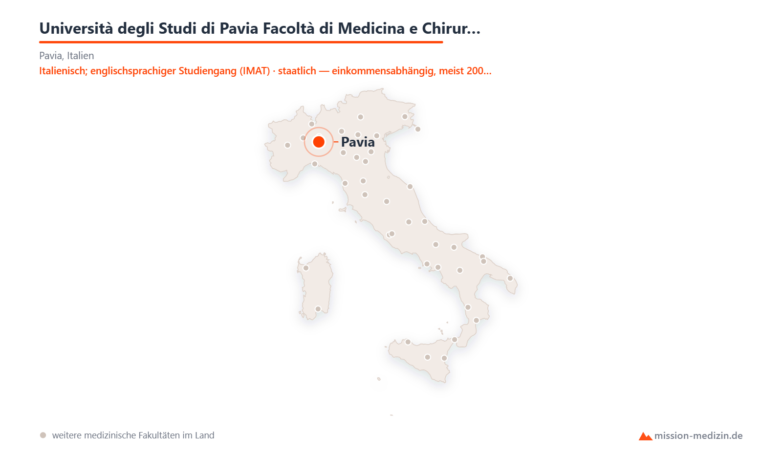 Karte: Lage von Università degli Studi di Pavia Facoltà di Medicina e Chirurgia in Italien