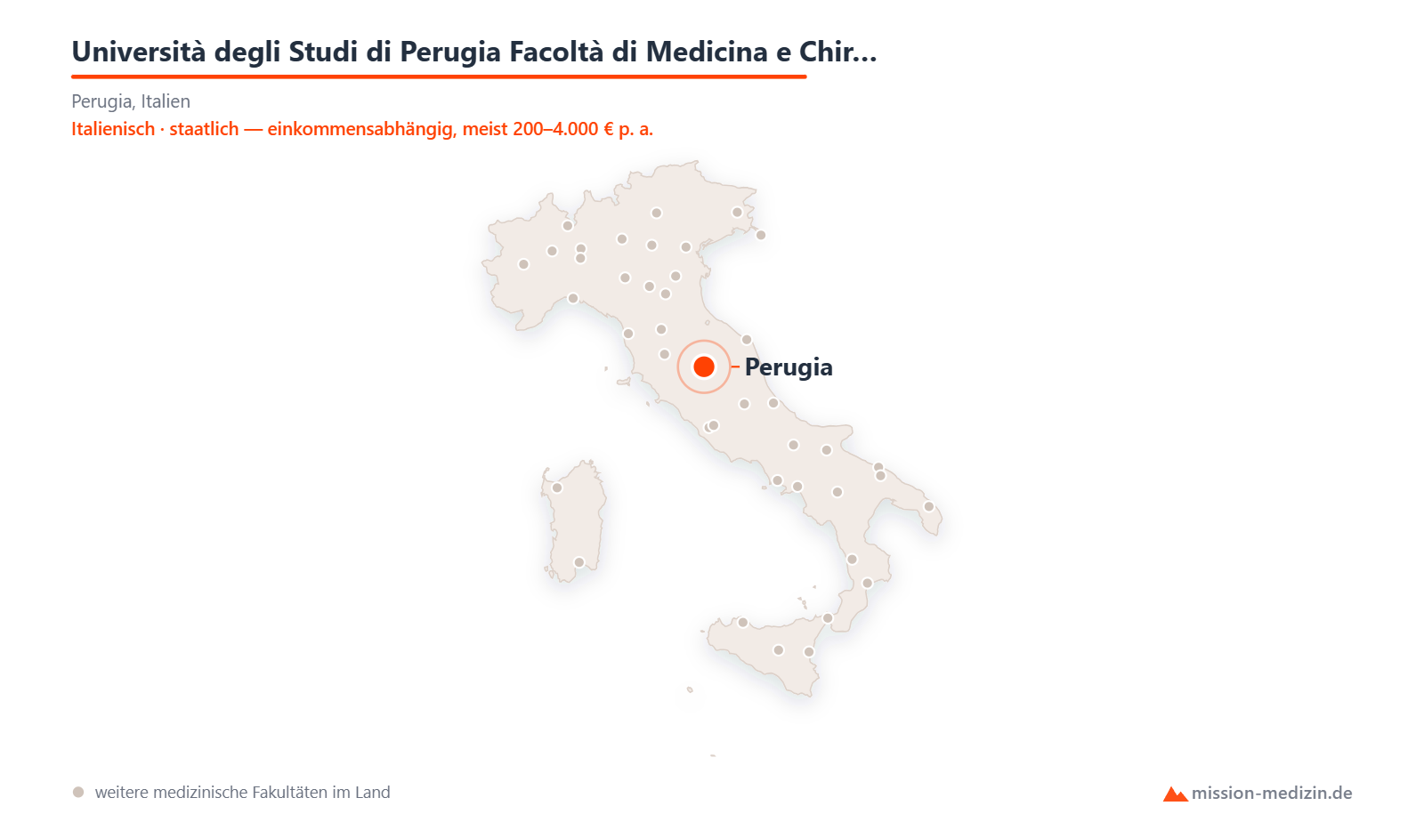 Karte: Lage von Università degli Studi di Perugia Facoltà di Medicina e Chirurgia in Italien