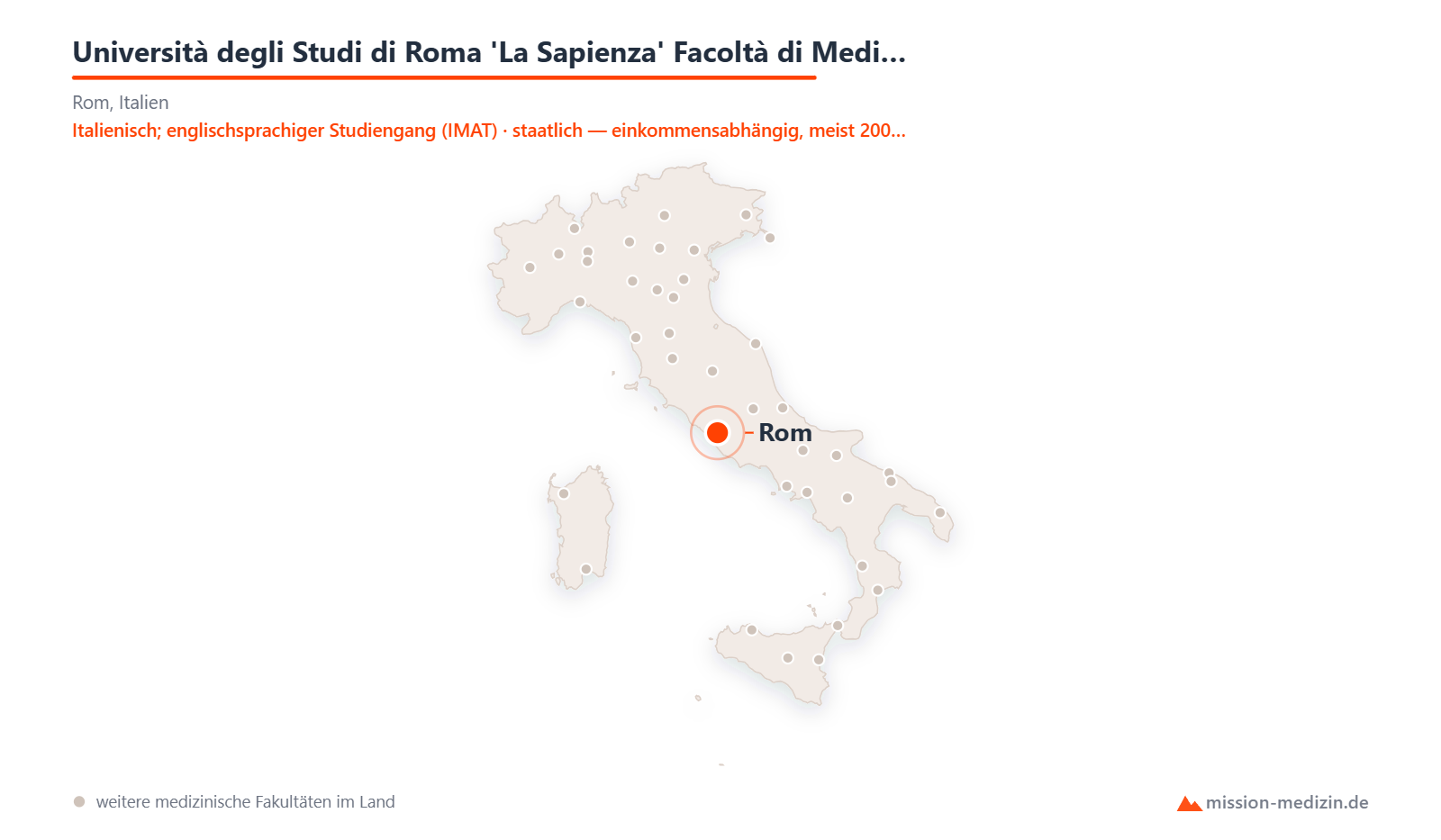 Karte: Lage von Università degli Studi di Roma 'La Sapienza' Facoltà di Medicina e Odontoiatria in Italien