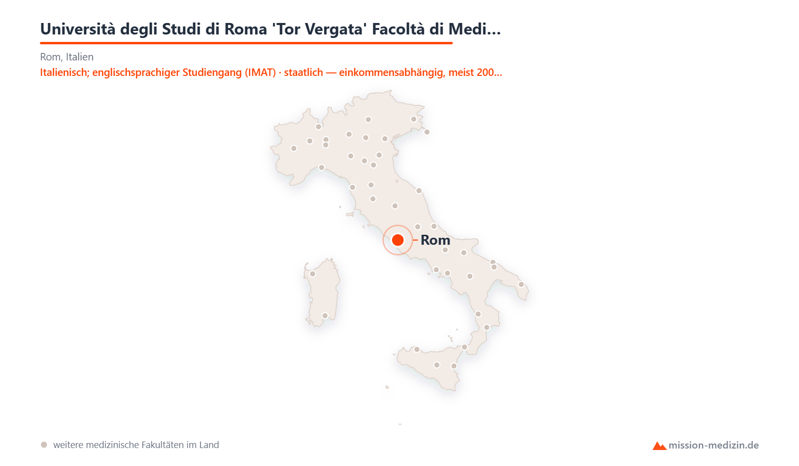 Karte: Lage von Università degli Studi di Roma 'Tor Vergata' Facoltà di Medicina e Chirurgia in Italien