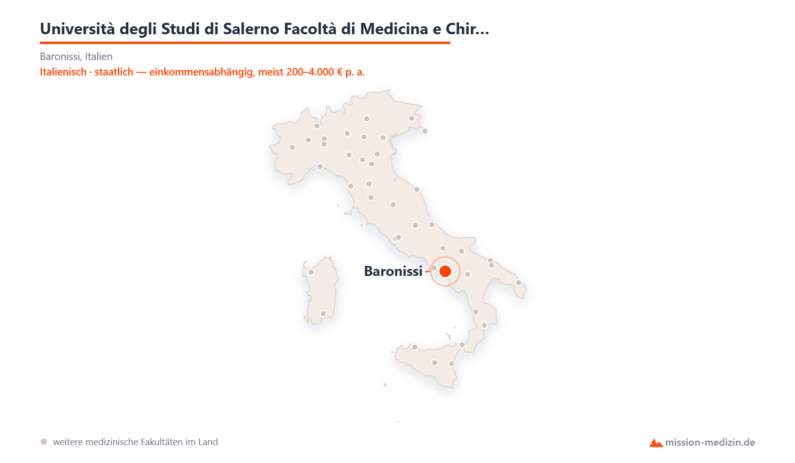 Karte: Lage von Università degli Studi di Salerno Facoltà di Medicina e Chirurgia in Italien