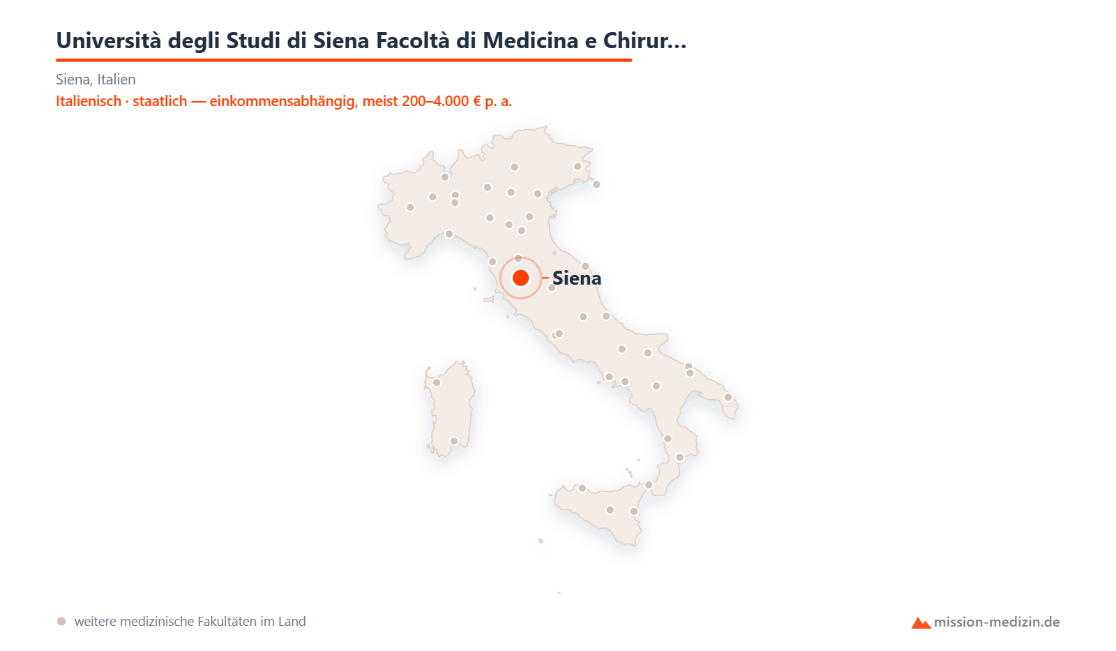 Karte: Lage von Università degli Studi di Siena Facoltà di Medicina e Chirurgia in Italien