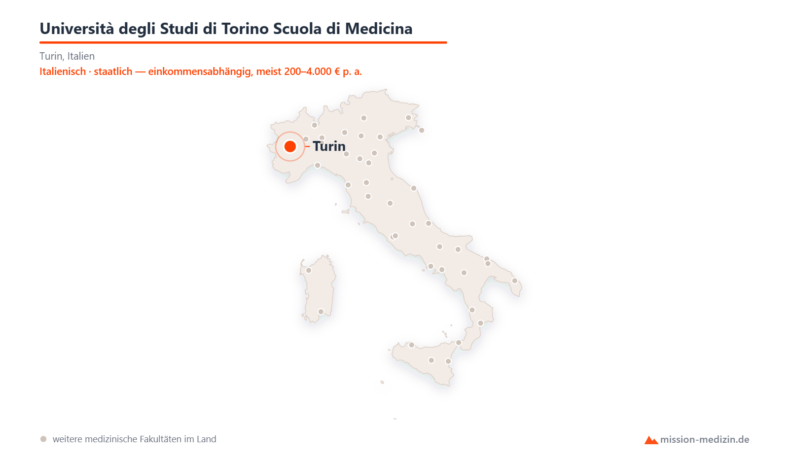 Karte: Lage von Università degli Studi di Torino Scuola di Medicina in Italien