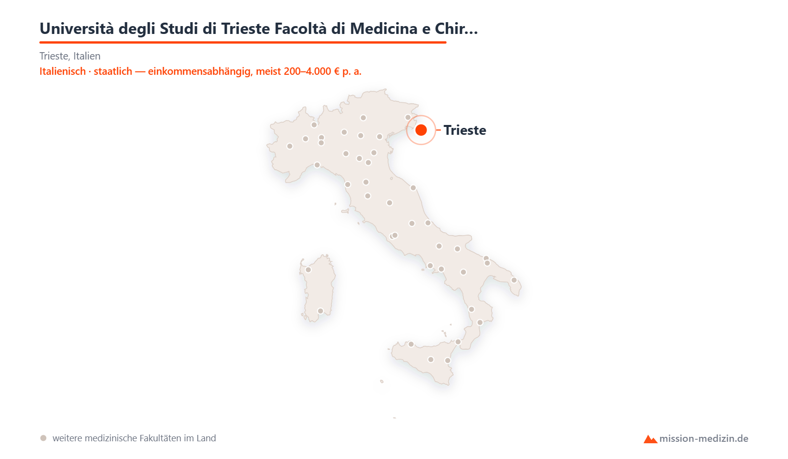 Karte: Lage von Università degli Studi di Trieste Facoltà di Medicina e Chirurgia in Italien