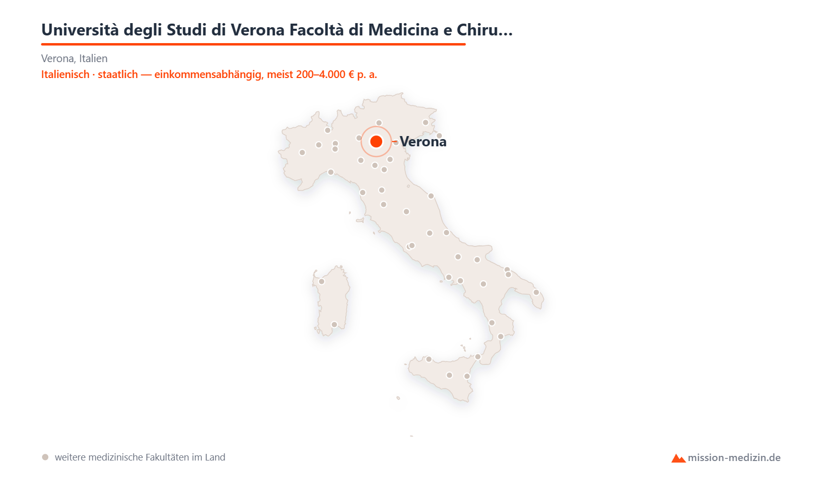 Karte: Lage von Università degli Studi di Verona Facoltà di Medicina e Chirurgia in Italien