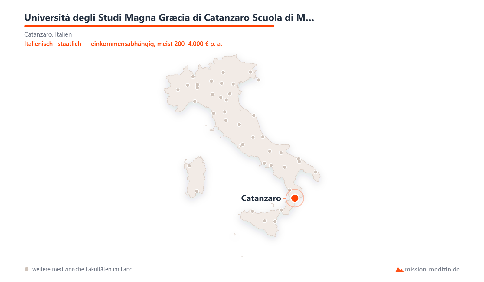 Karte: Lage von Università degli Studi Magna Græcia di Catanzaro Scuola di Medicina e Chirurgia in Italien