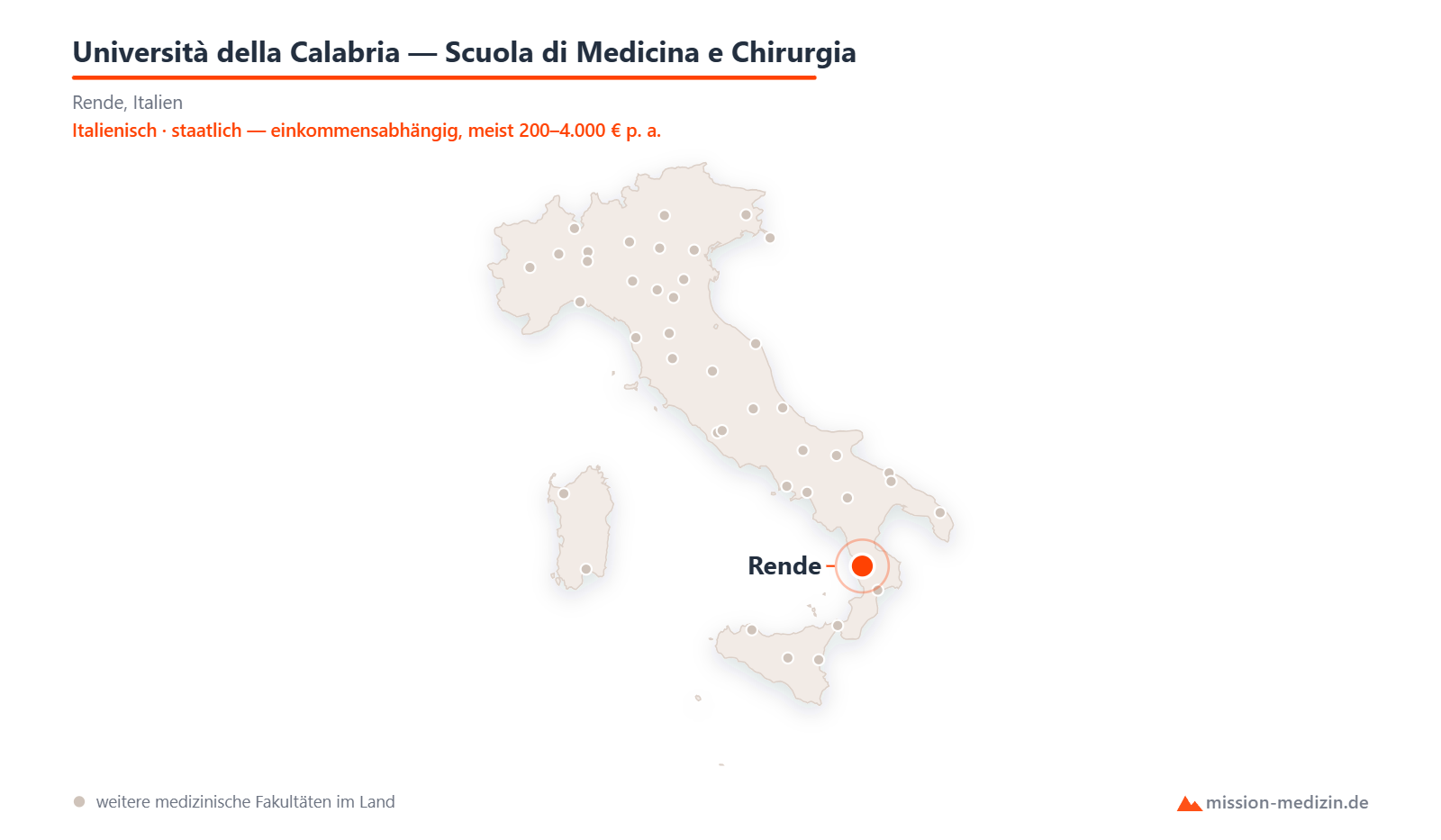 Karte: Lage von Università della Calabria — Scuola di Medicina e Chirurgia in Italien