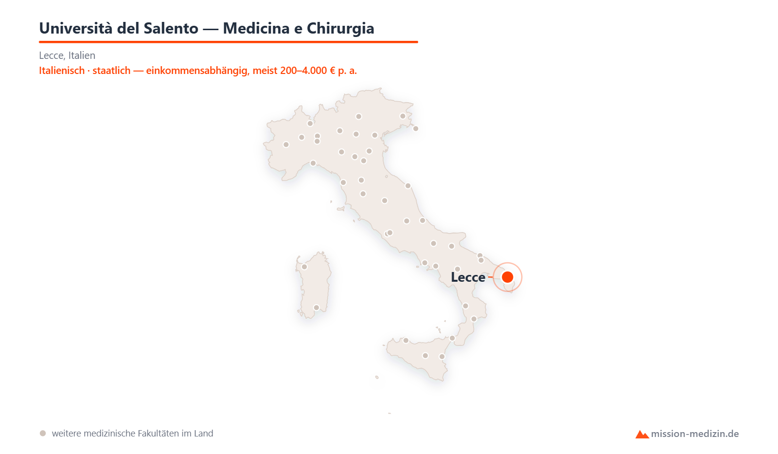 Karte: Lage von Università del Salento — Medicina e Chirurgia in Italien