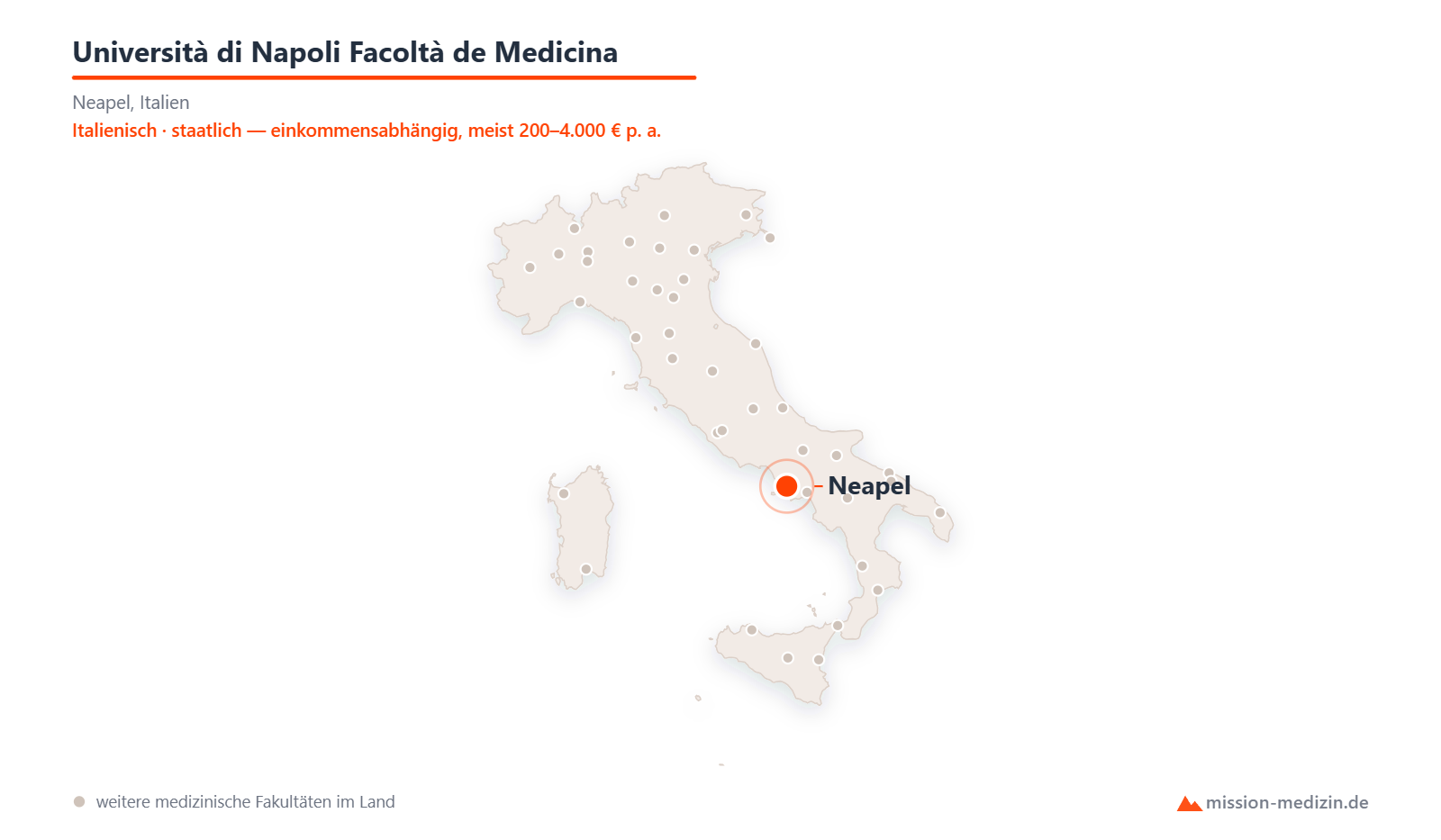 Karte: Lage von Università di Napoli Facoltà de Medicina in Italien