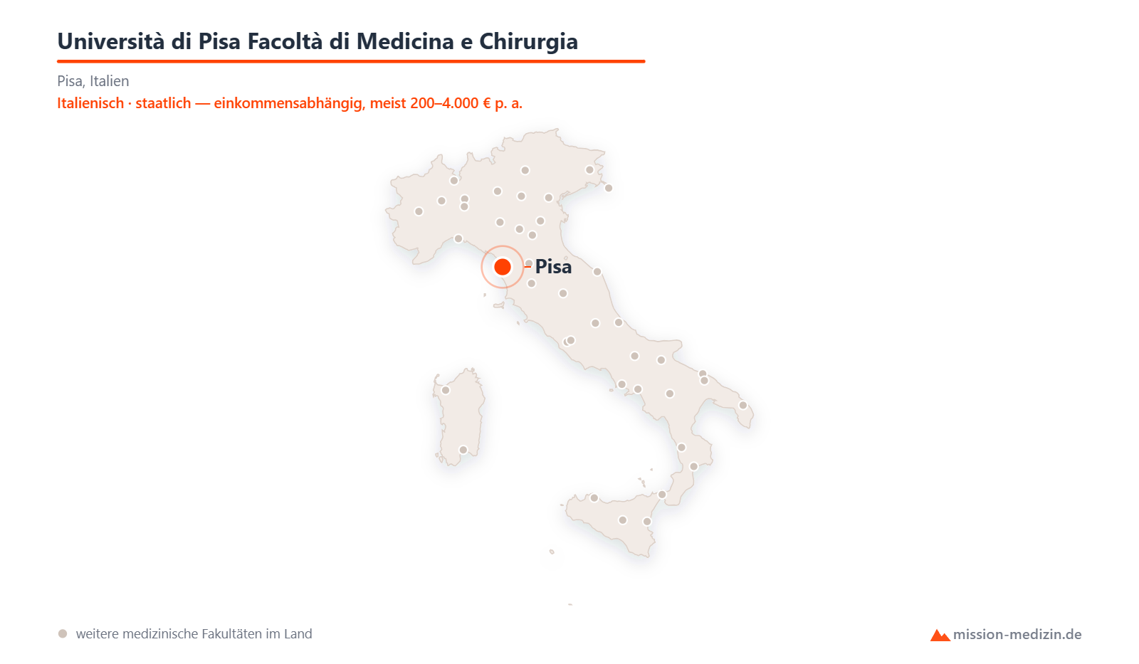 Karte: Lage von Università di Pisa Facoltà di Medicina e Chirurgia in Italien