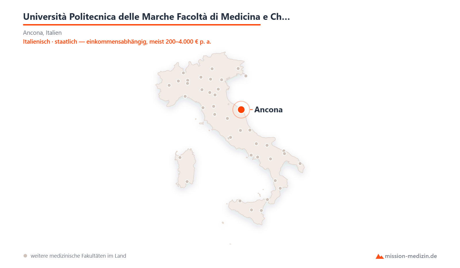 Karte: Lage von Università Politecnica delle Marche Facoltà di Medicina e Chirurgia in Italien