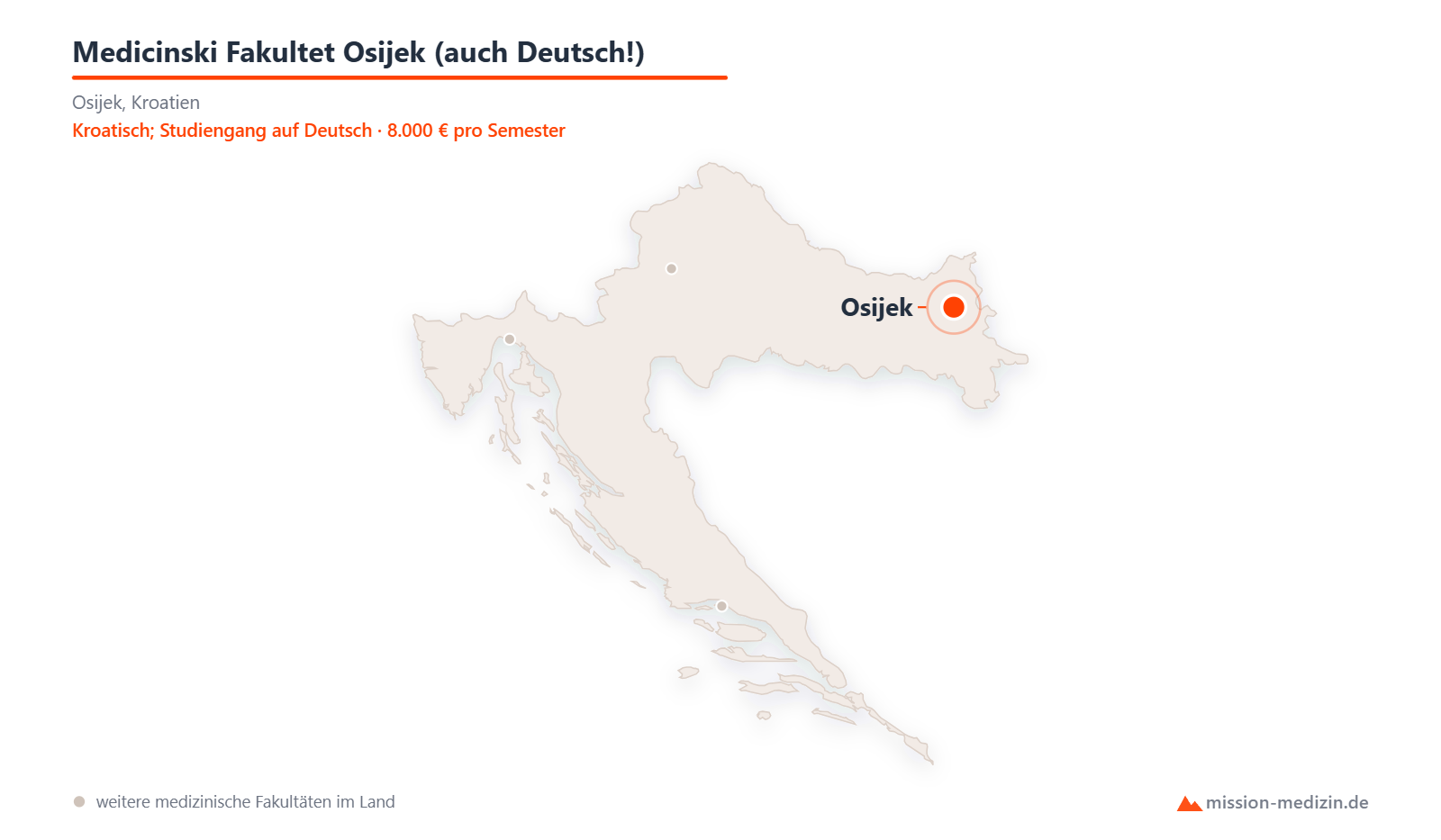 Karte: Lage von Medicinski Fakultet Osijek (auch Deutsch!) in Kroatien