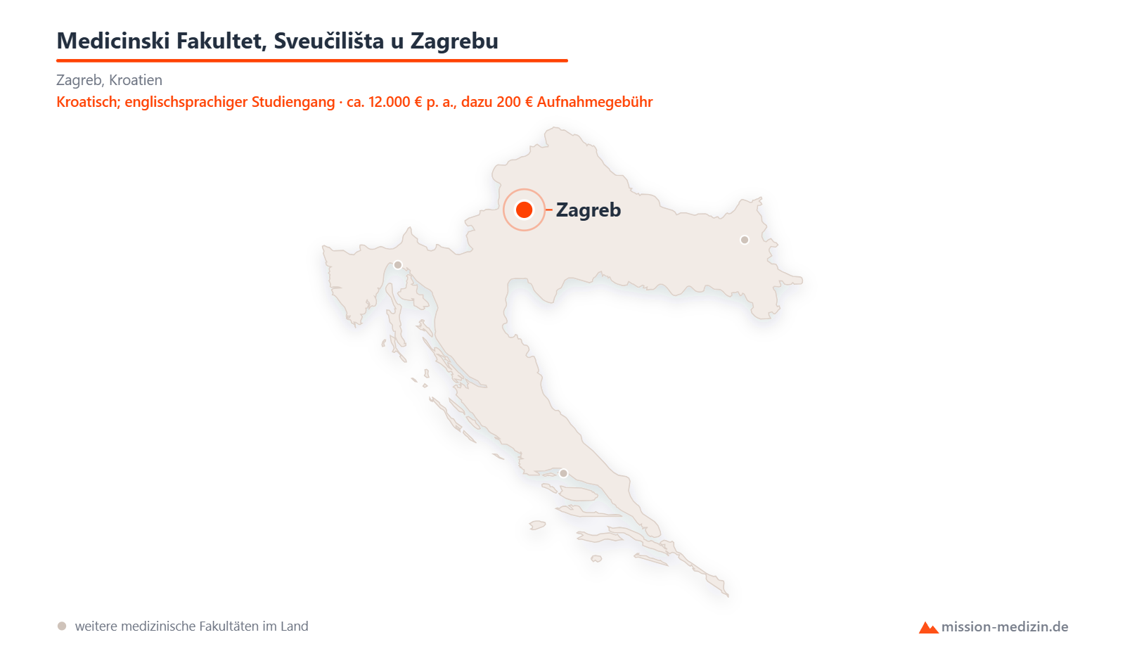 Karte: Lage von Medicinski Fakultet, Sveučilišta u Zagrebu in Kroatien