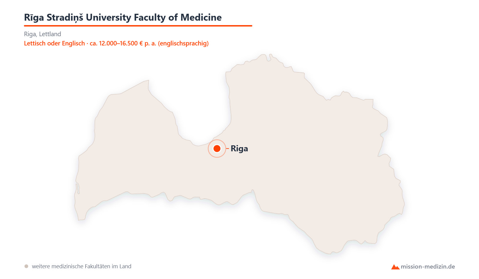 Karte: Lage von Rīga Stradiņš University Faculty of Medicine in Lettland