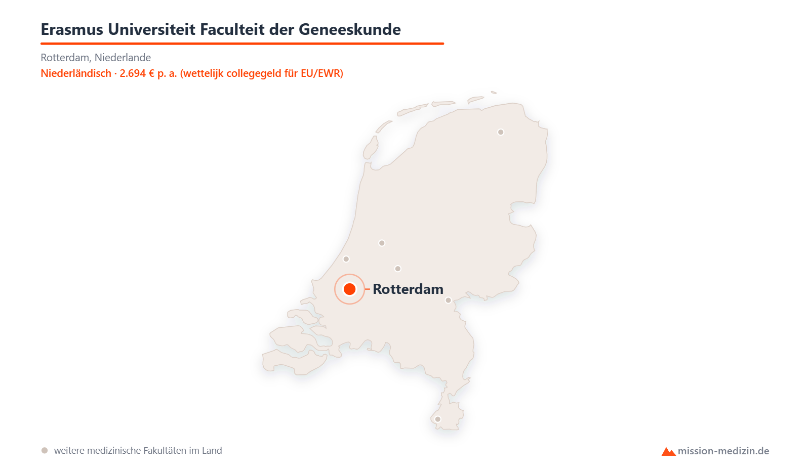 Karte: Lage von Erasmus Universiteit Faculteit der Geneeskunde in Niederlande