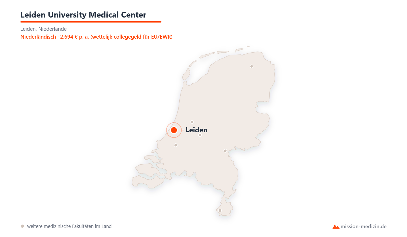 Karte: Lage von Leiden University Medical Center in Niederlande