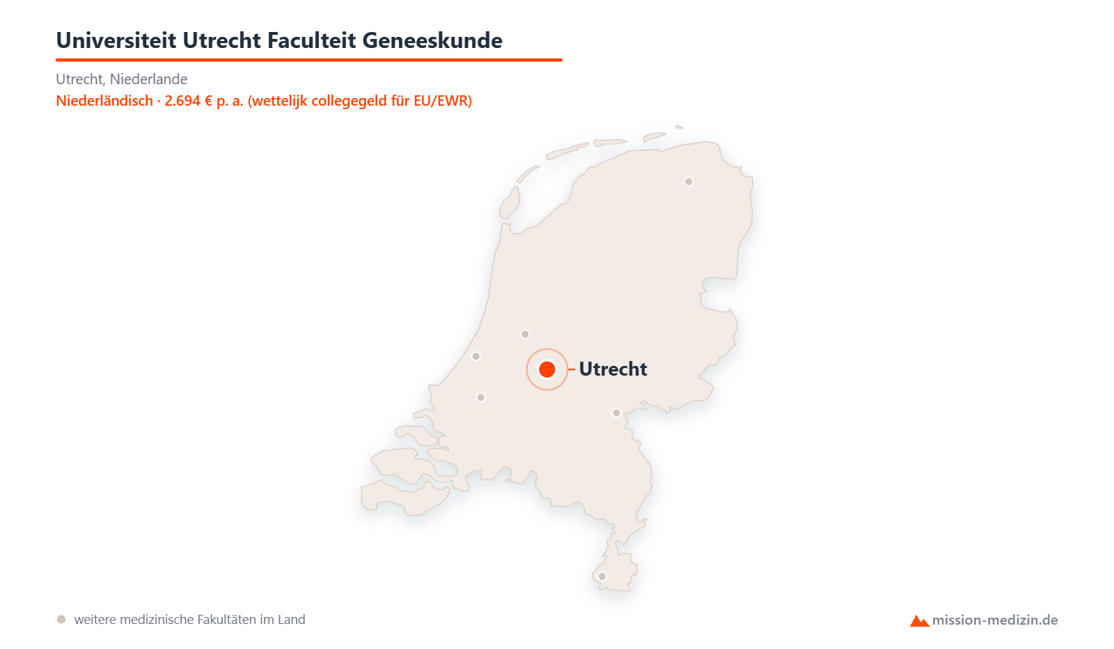 Karte: Lage von Universiteit Utrecht Faculteit Geneeskunde in Niederlande