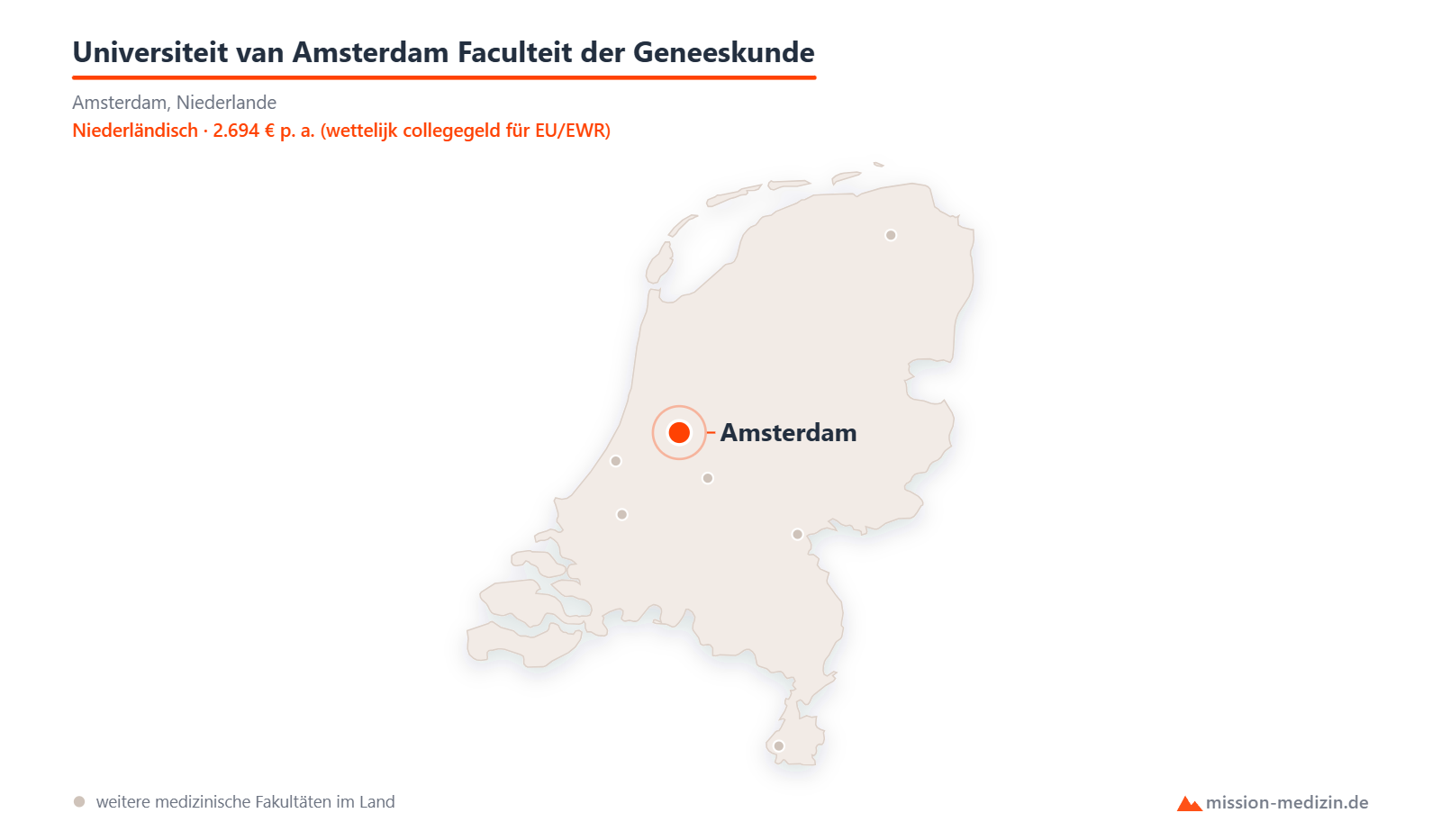 Karte: Lage von Universiteit van Amsterdam Faculteit der Geneeskunde in Niederlande
