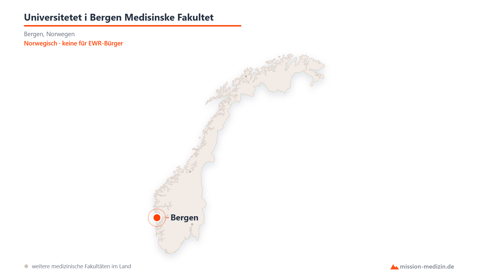Karte: Lage von Universitetet i Bergen Medisinske Fakultet in Norwegen
