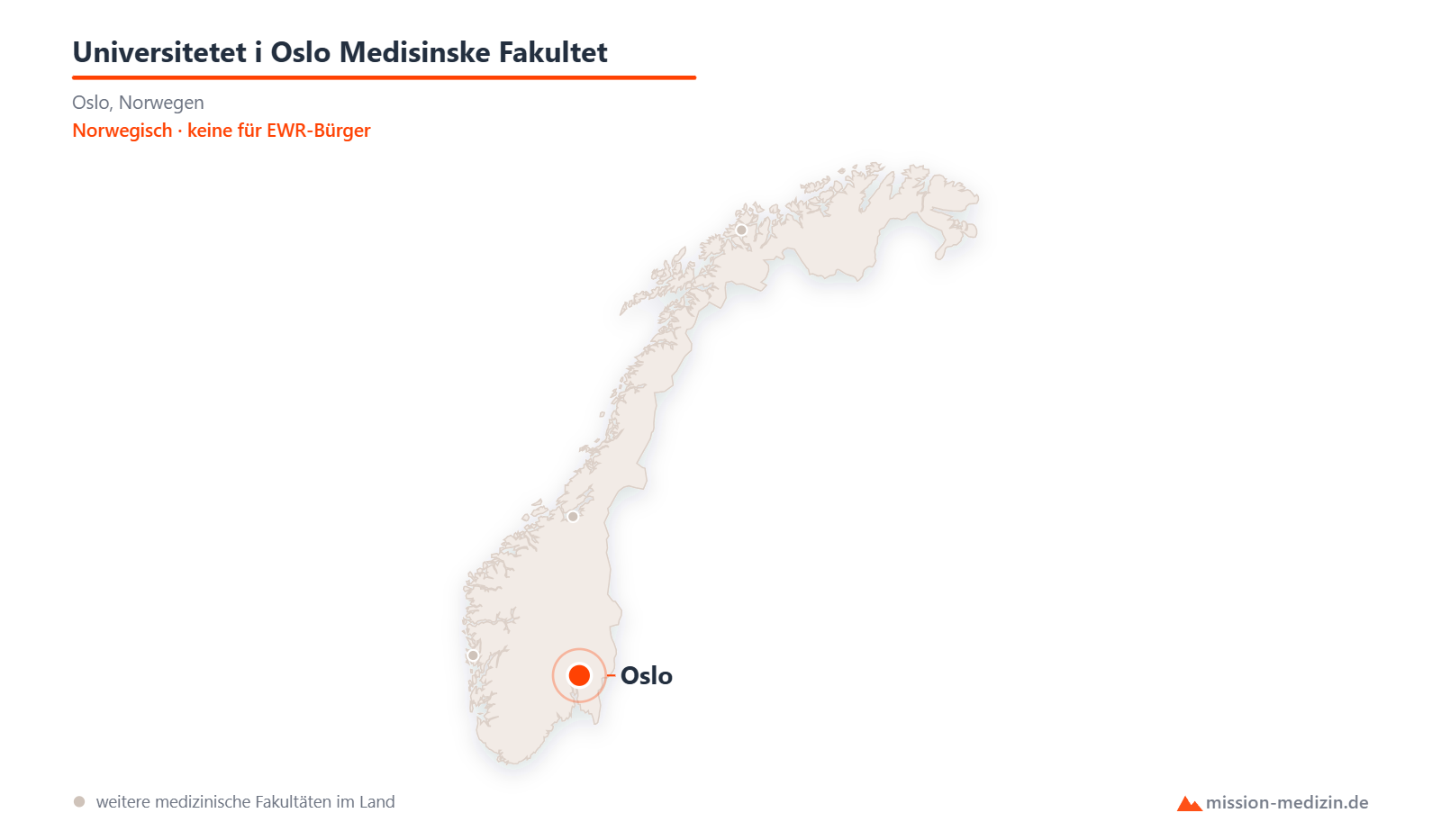 Karte: Lage von Universitetet i Oslo Medisinske Fakultet in Norwegen
