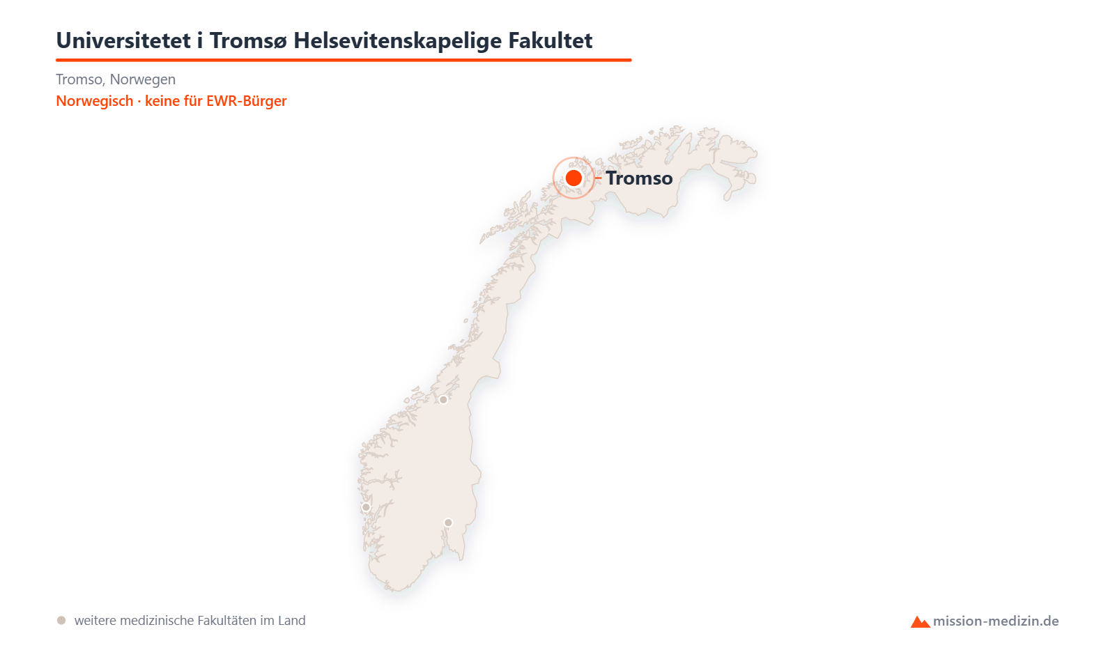 Karte: Lage von Universitetet i Tromsø Helsevitenskapelige Fakultet in Norwegen