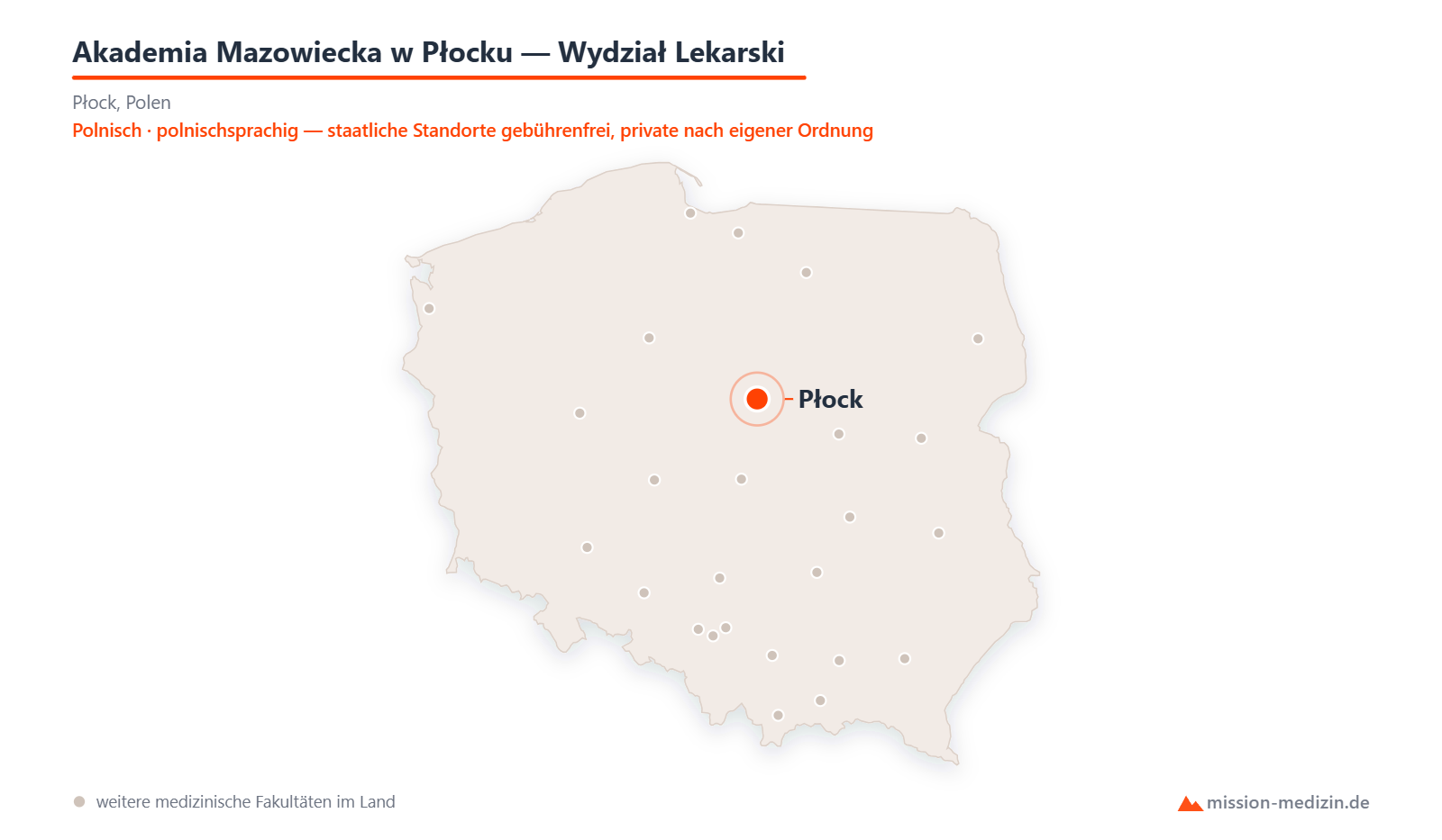 Karte: Lage von Akademia Mazowiecka w Płocku — Wydział Lekarski in Polen
