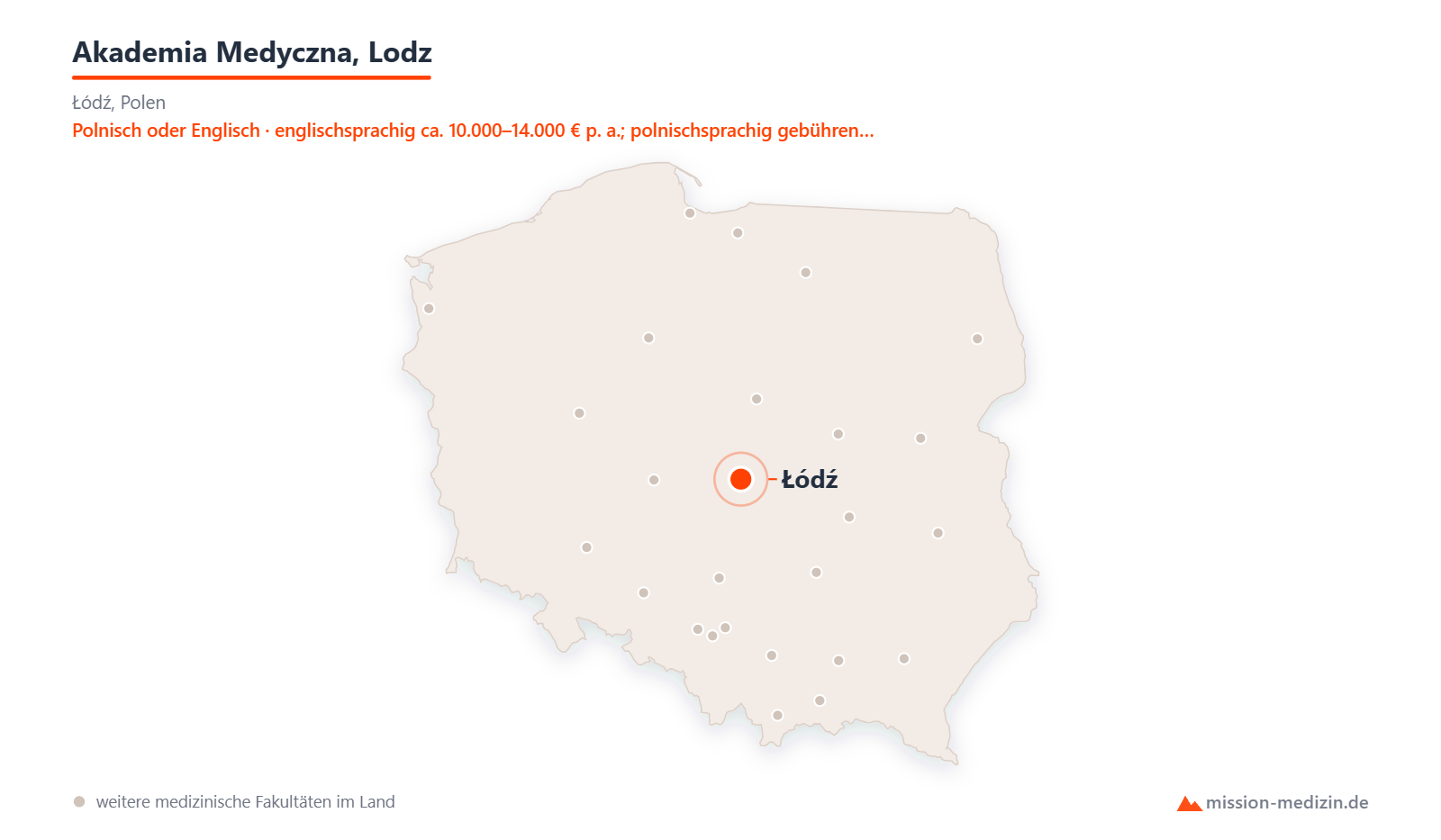 Karte: Lage von Akademia Medyczna, Lodz in Polen