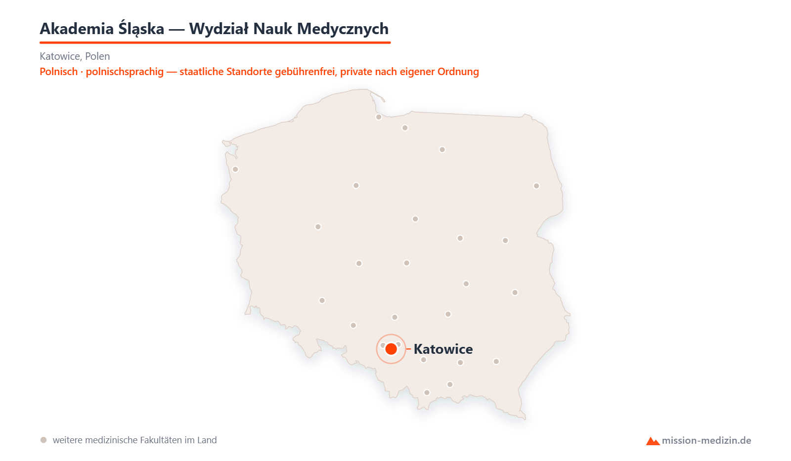 Karte: Lage von Akademia Śląska — Wydział Nauk Medycznych in Polen