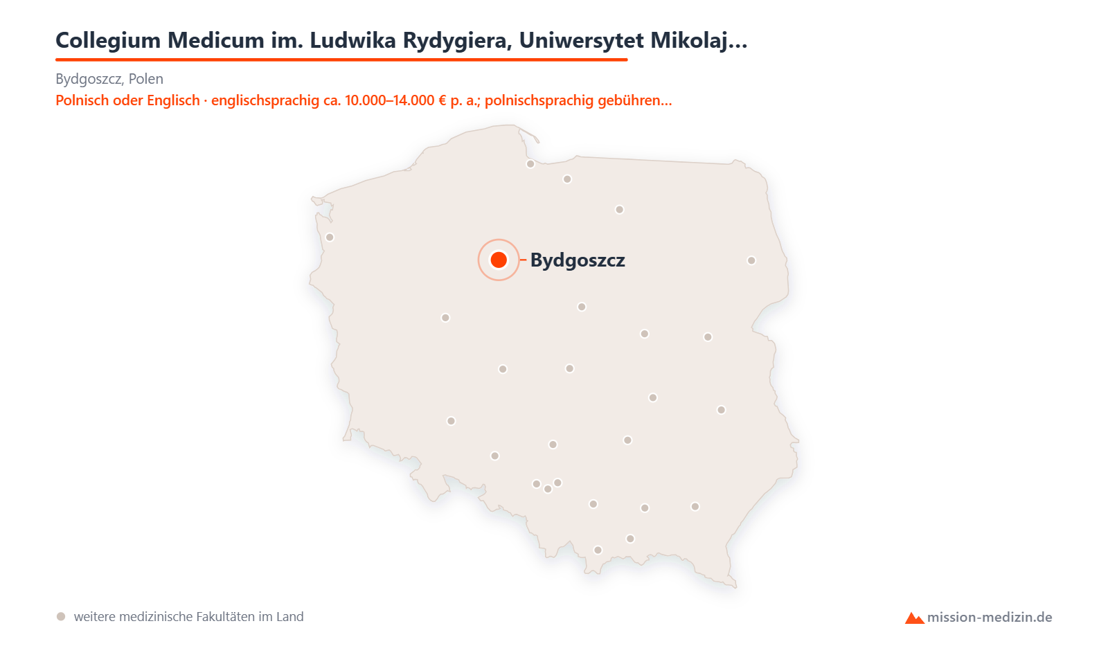 Karte: Lage von Collegium Medicum im. Ludwika Rydygiera, Uniwersytet Mikolaja Kopernika w Toruniu in Polen