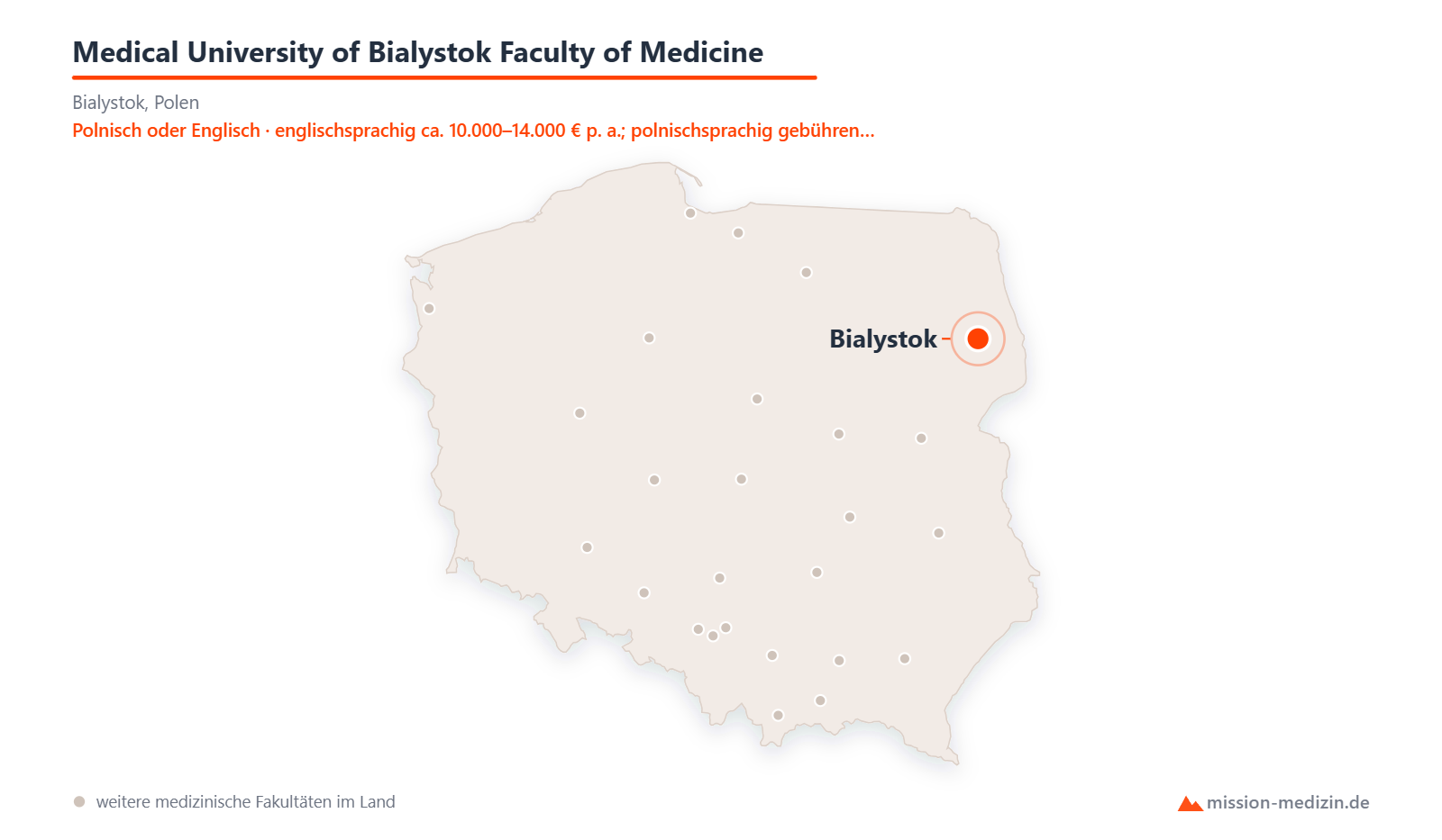 Karte: Lage von Medical University of Bialystok Faculty of Medicine in Polen