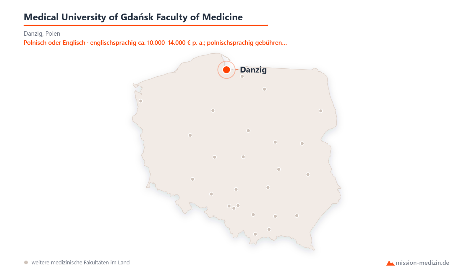 Karte: Lage von Medical University of Gdańsk Faculty of Medicine in Polen