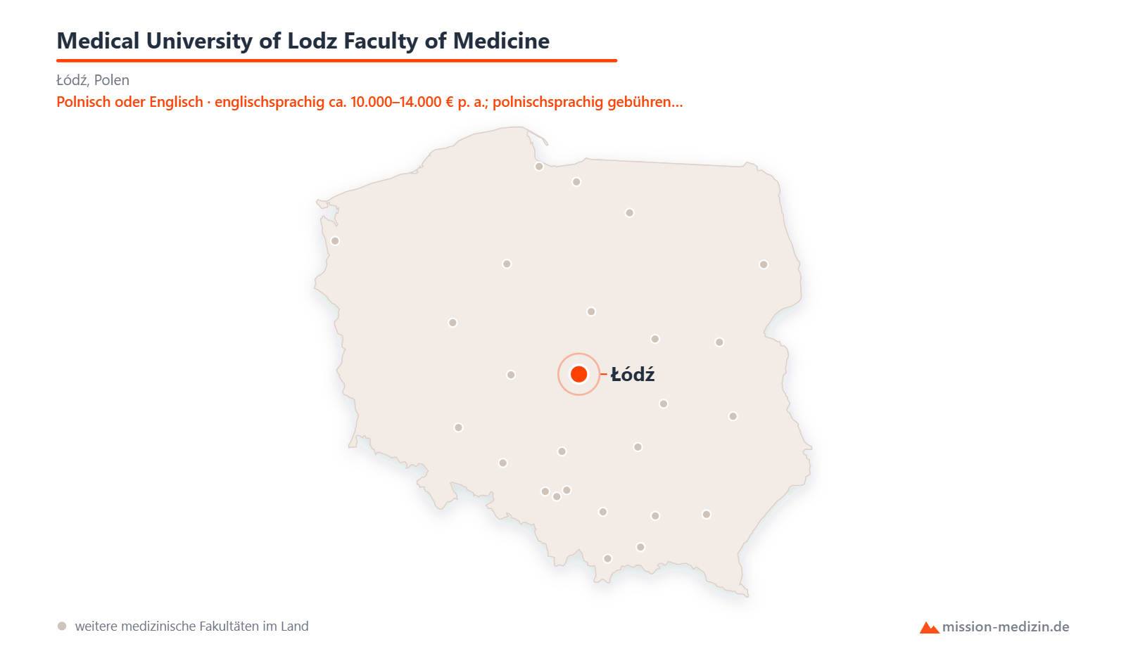 Karte: Lage von Medical University of Lodz Faculty of Medicine in Polen