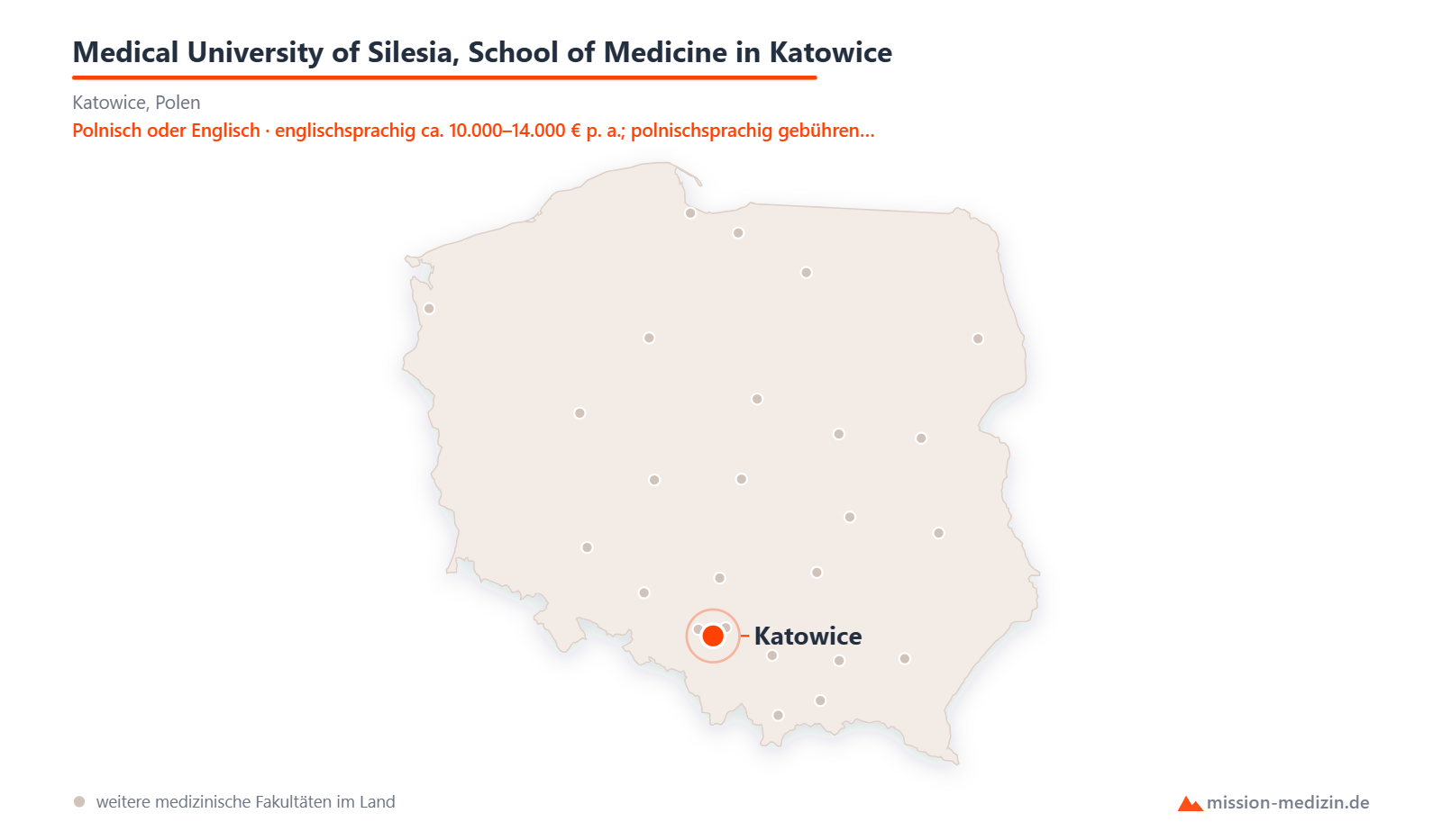 Karte: Lage von Medical University of Silesia, School of Medicine in Katowice in Polen