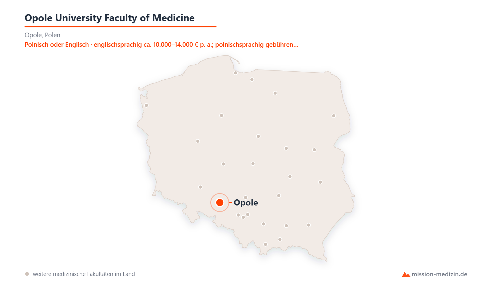 Karte: Lage von Opole University Faculty of Medicine in Polen