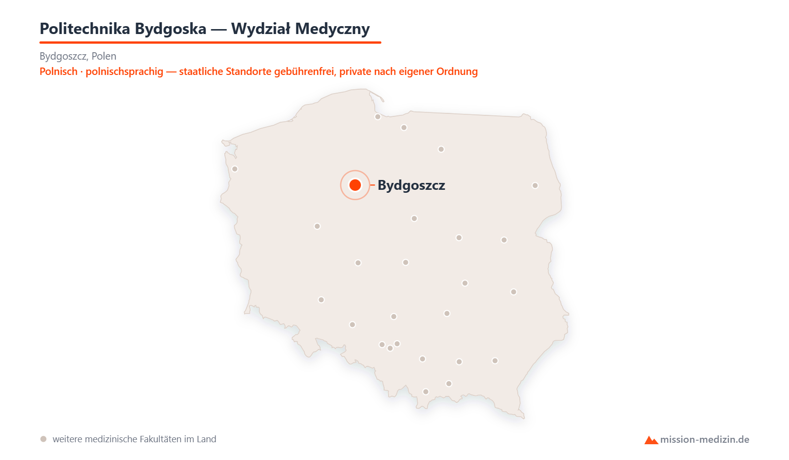 Karte: Lage von Politechnika Bydgoska — Wydział Medyczny in Polen