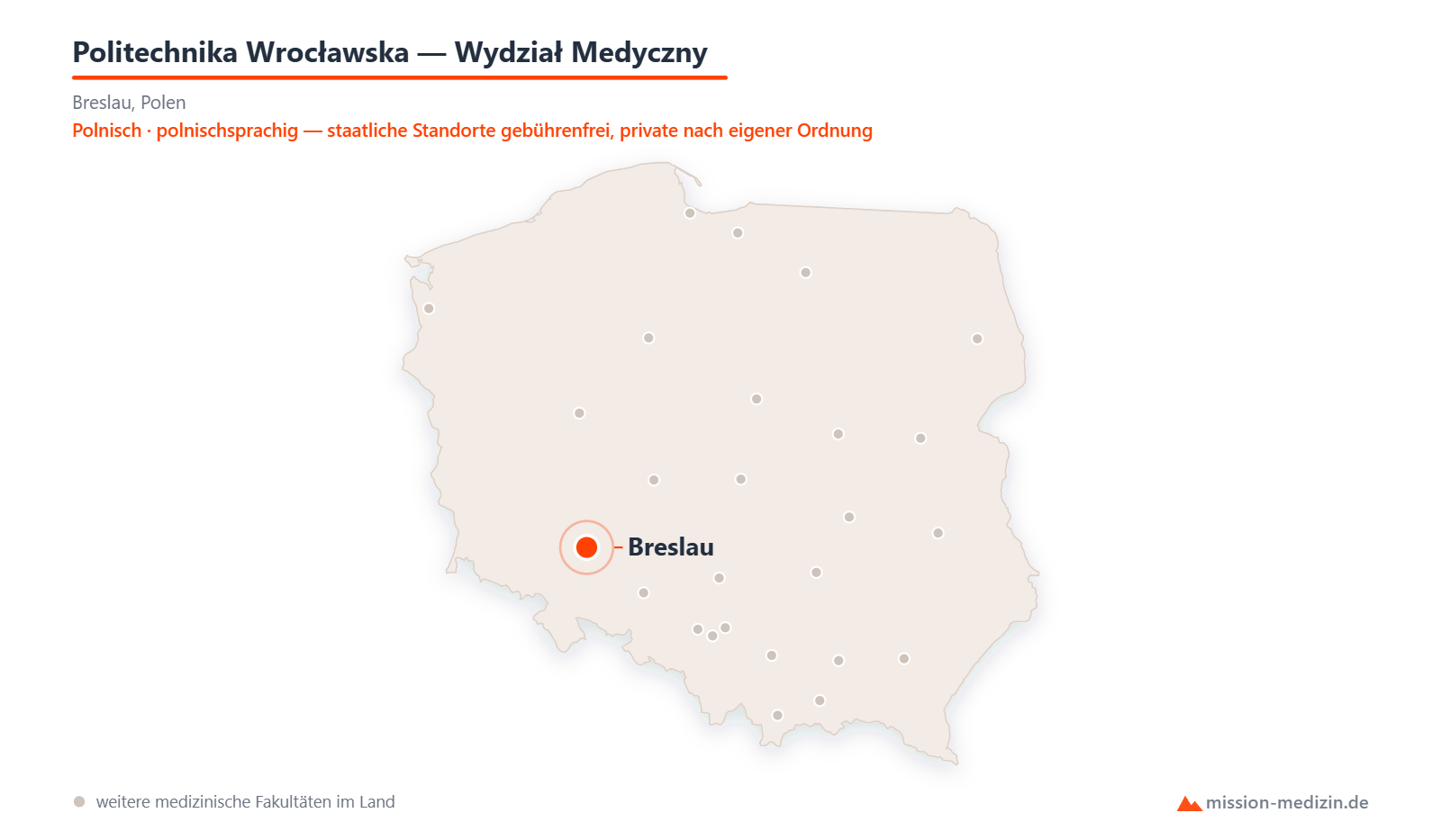 Karte: Lage von Politechnika Wrocławska — Wydział Medyczny in Polen