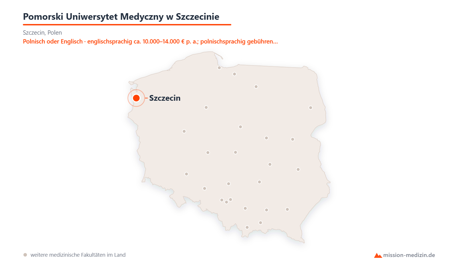 Karte: Lage von Pomorski Uniwersytet Medyczny w Szczecinie in Polen