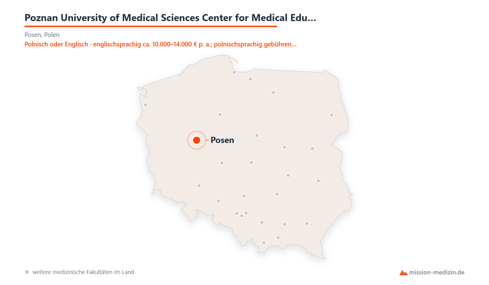 Karte: Lage von Poznan University of Medical Sciences Center for Medical Education in English in Polen